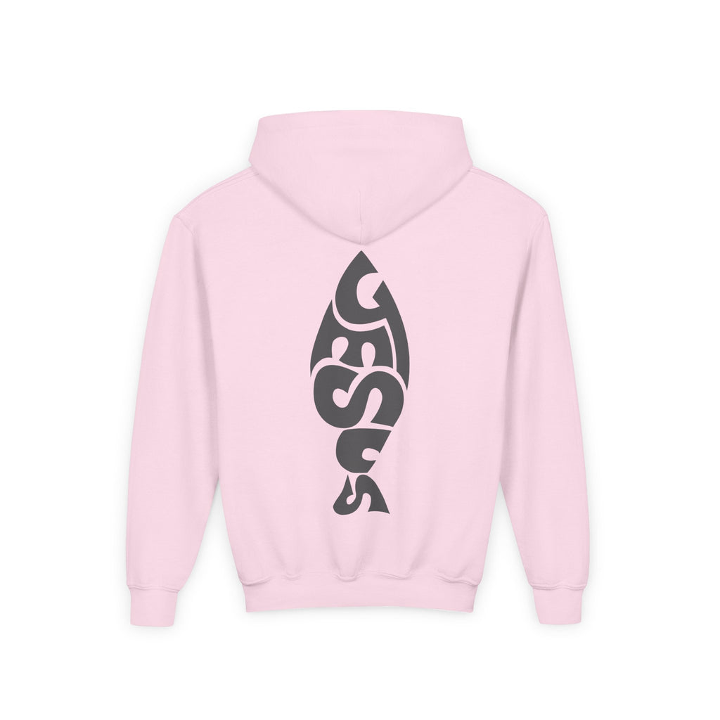Youth Jesus Fish Hoodie — Christian Faith Graphic Hoodie for Kids