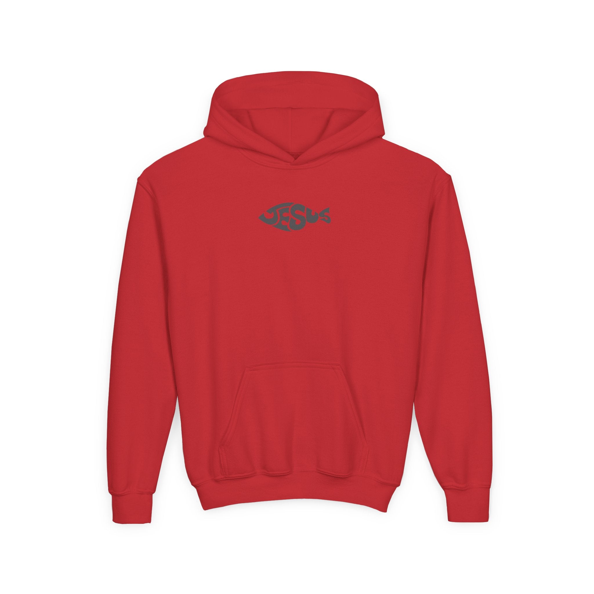 Youth Jesus Fish Hoodie — Christian Faith Graphic Hoodie for Kids