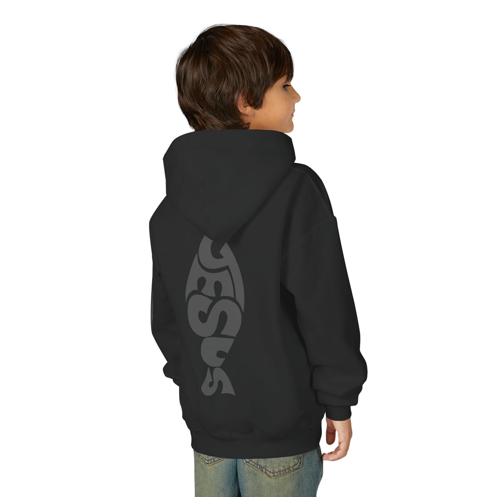 Youth Jesus Fish Hoodie — Christian Faith Graphic Hoodie for Kids