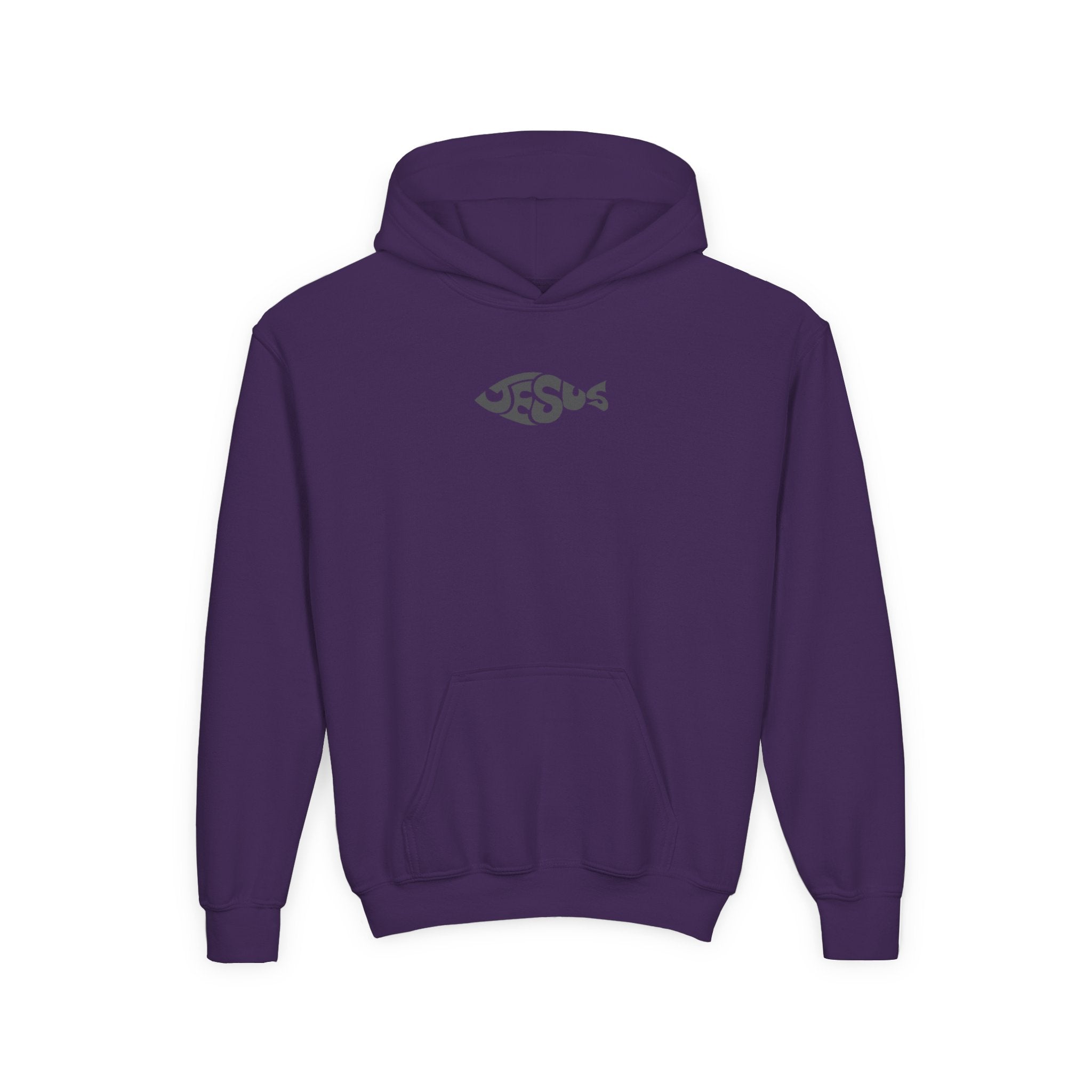 Youth Jesus Fish Hoodie — Christian Faith Graphic Hoodie for Kids
