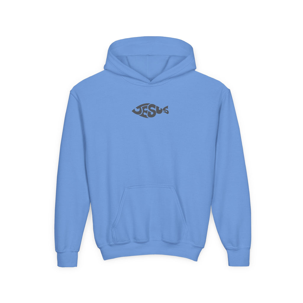 Youth Jesus Fish Hoodie — Christian Faith Graphic Hoodie for Kids