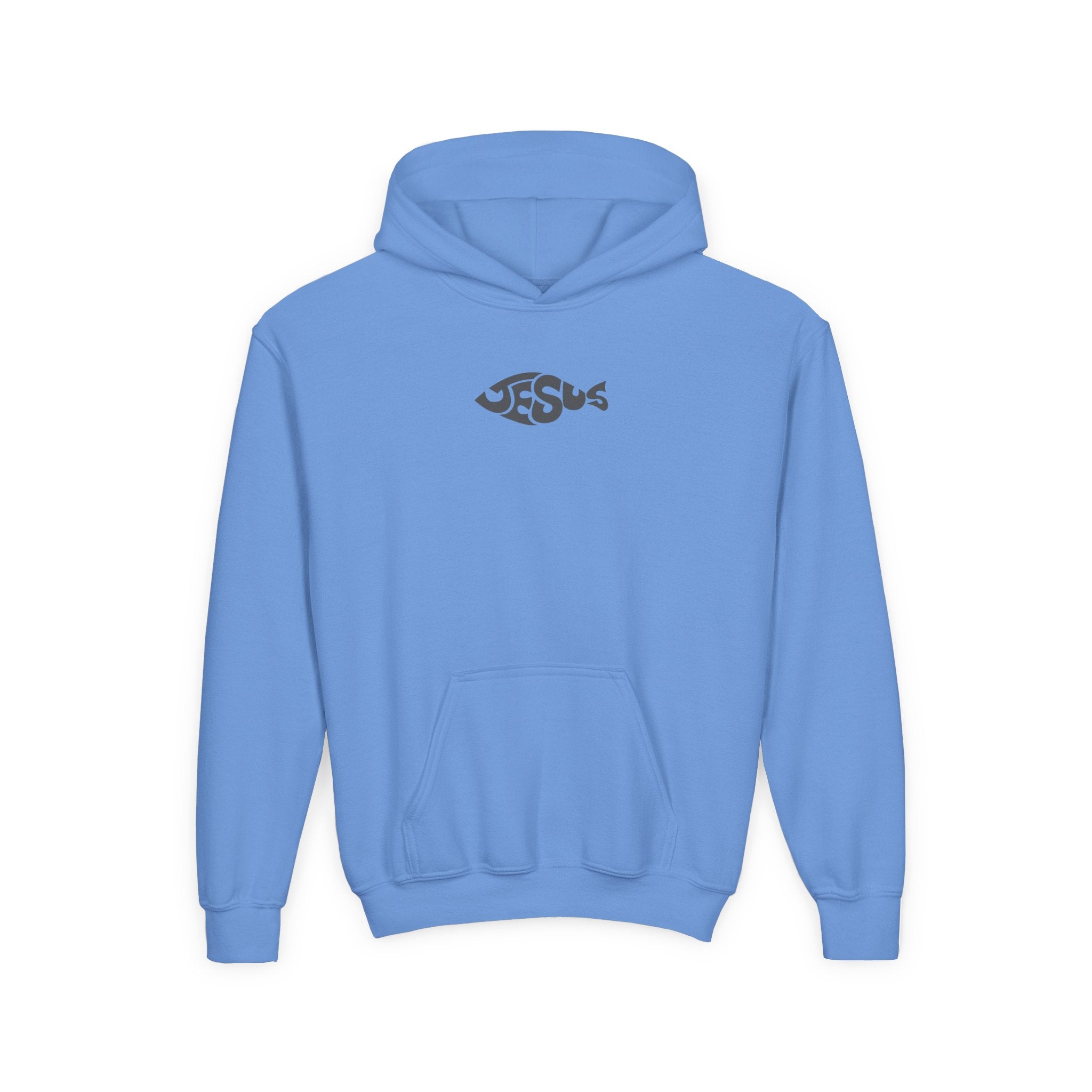 Youth Jesus Fish Hoodie — Christian Faith Graphic Hoodie for Kids