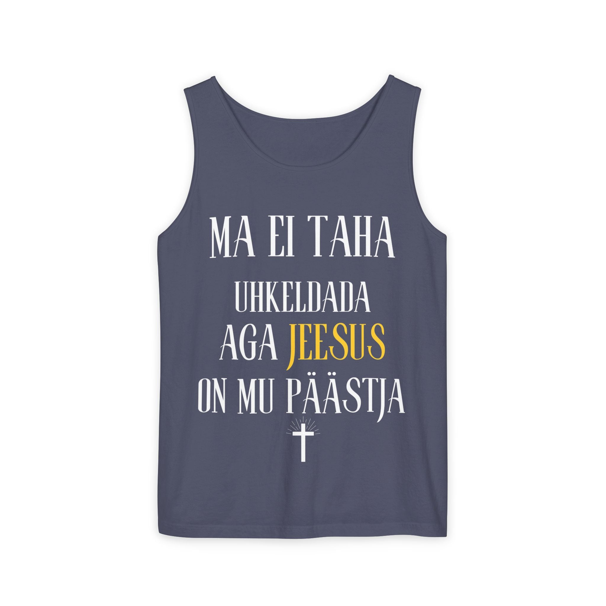 Jesus Minimalist Tank Top — Simple Gold Faith Graphic